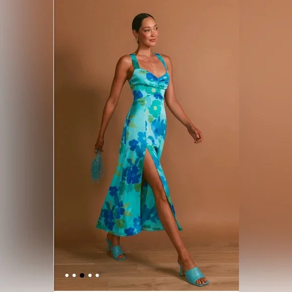 Show Me Your Mumu Mina Midi Dress Womens XXL in Blue Piccadilly Floral 🌸 - Picture 2 of 9